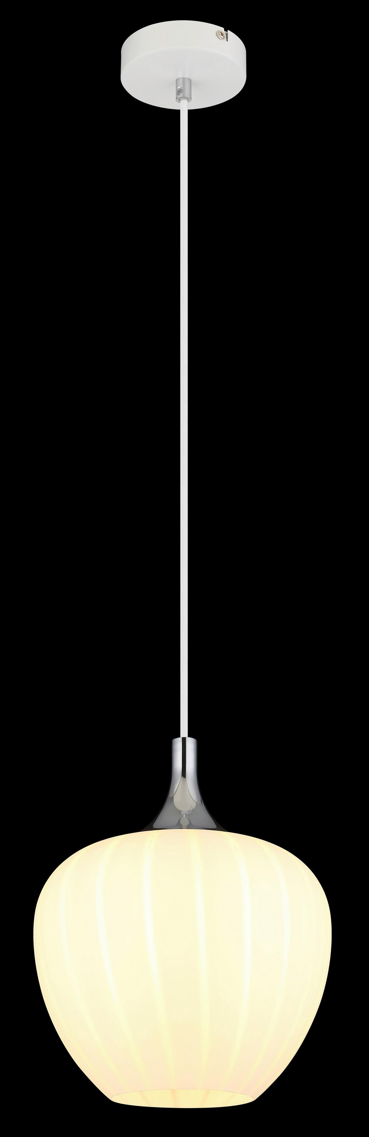 Hängeleuchte 15548hw - Chromfarben/Weiß, KONVENTIONELL, Glas/Metall (24/120cm) - Globo