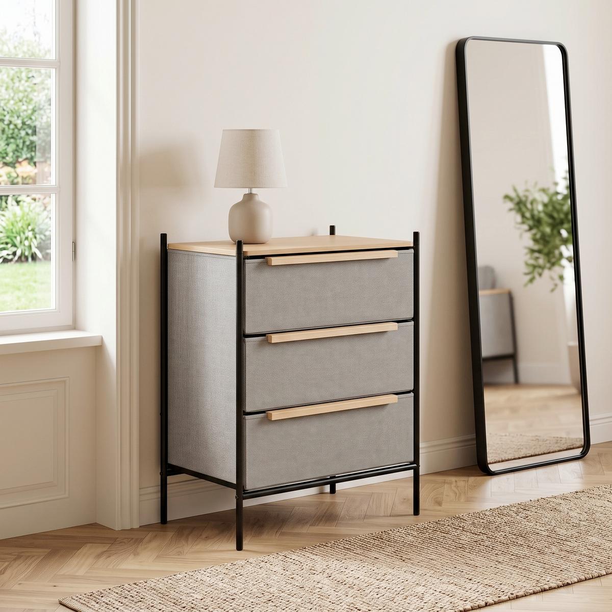Kommode Stuvar Taupe B: 58 cm - Taupe/Hellbraun, MODERN, Holzwerkstoff/Textil (58/79/39cm) - MID.YOU
