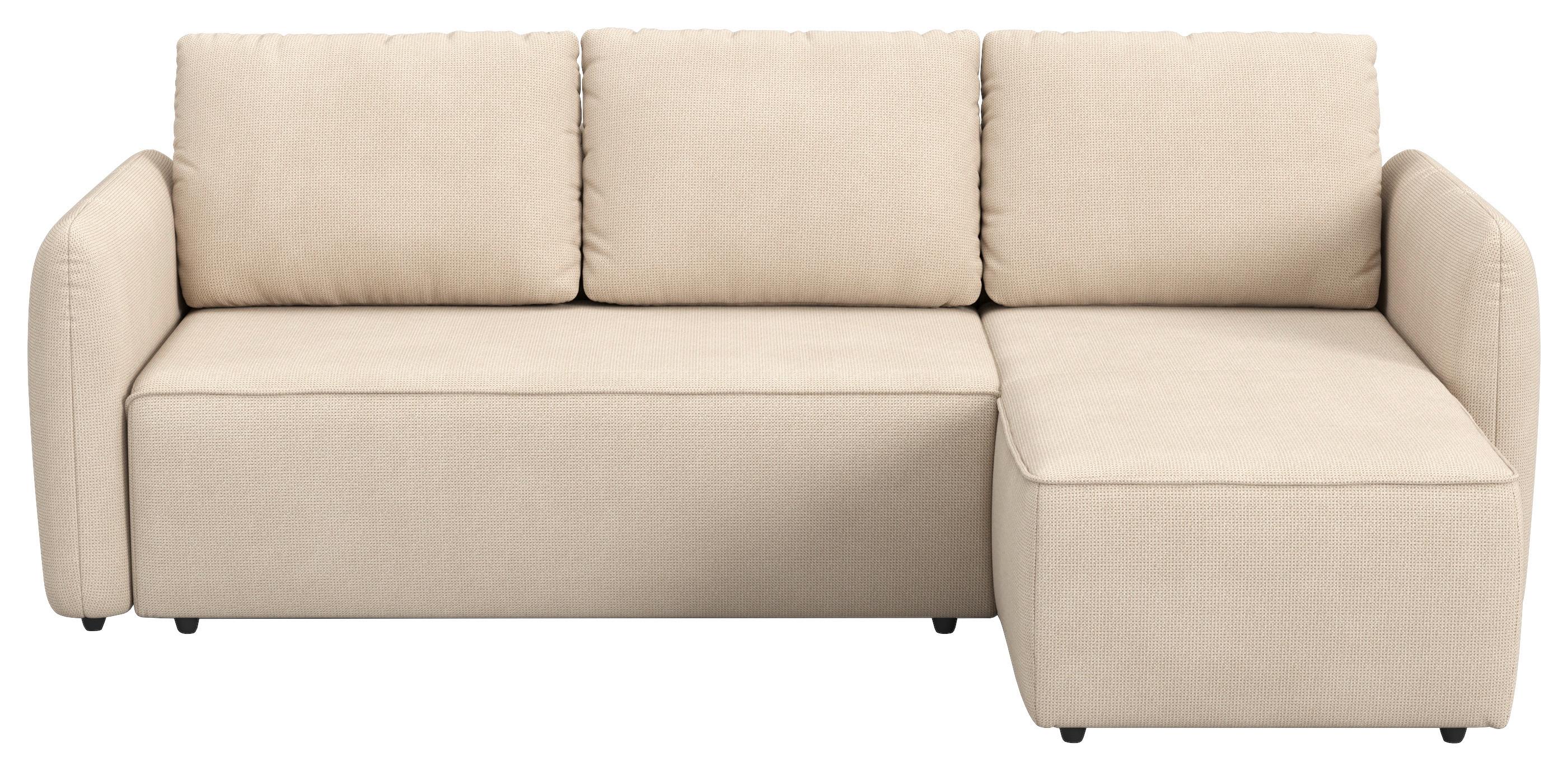 Ecksofa mit Bettfunktion Flow Microfaser natur, B: 239cm - Schwarz/Naturfarben, Trend, Textil (239/170cm) - MID.YOU