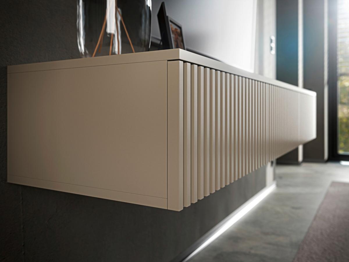 KOMODA POD TELEVIZI LANAI - kašmírová, Moderní, kompozitní dřevo (150/25/40cm)