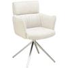 Armlehnstuhl Bathia Beige, Sitzfl. 360° drehbar - Edelstahlfarben/Beige, KONVENTIONELL, Textil/Metall (61/89/63cm) - Livetastic