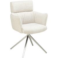 Armlehnstuhl Bathia Beige, Sitzfl. 360° drehbar - Edelstahlfarben/Beige, KONVENTIONELL, Textil/Metall (61/89/63cm) - Livetastic