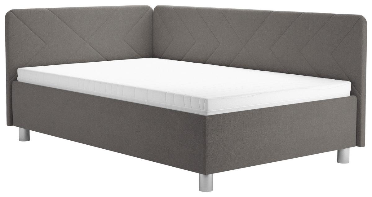 ČALÚNENÁ POSTEĽ FLAVIA - hnedá/strieborná, Modern, kompozitné drevo/textil (120/200cm)