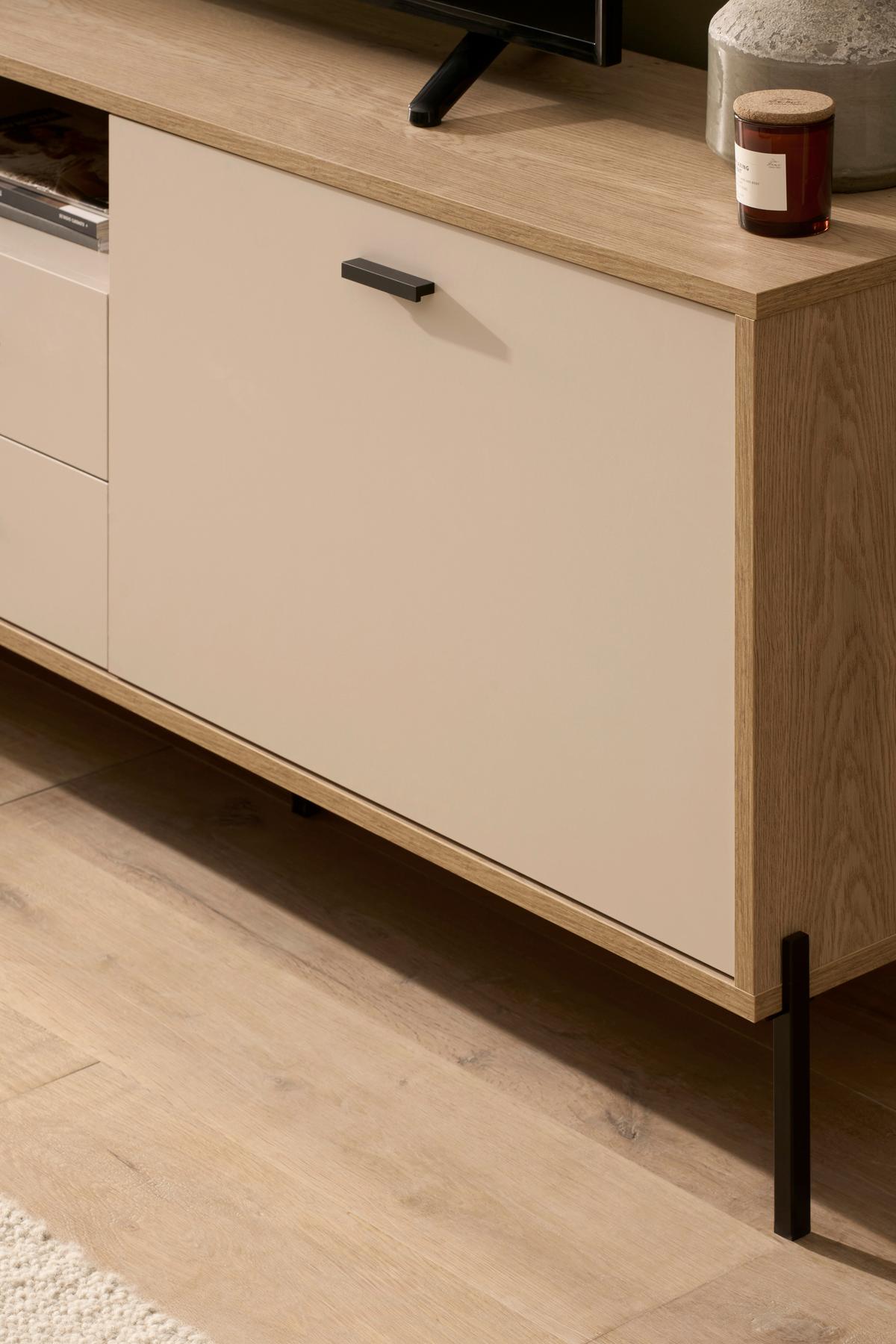 Lowboard Fredericia Eichefarben Kaschmir B: 196 cm - Kaschmir/Eichefarben, Design, Holzwerkstoff (196/65/40cm) - MID.YOU