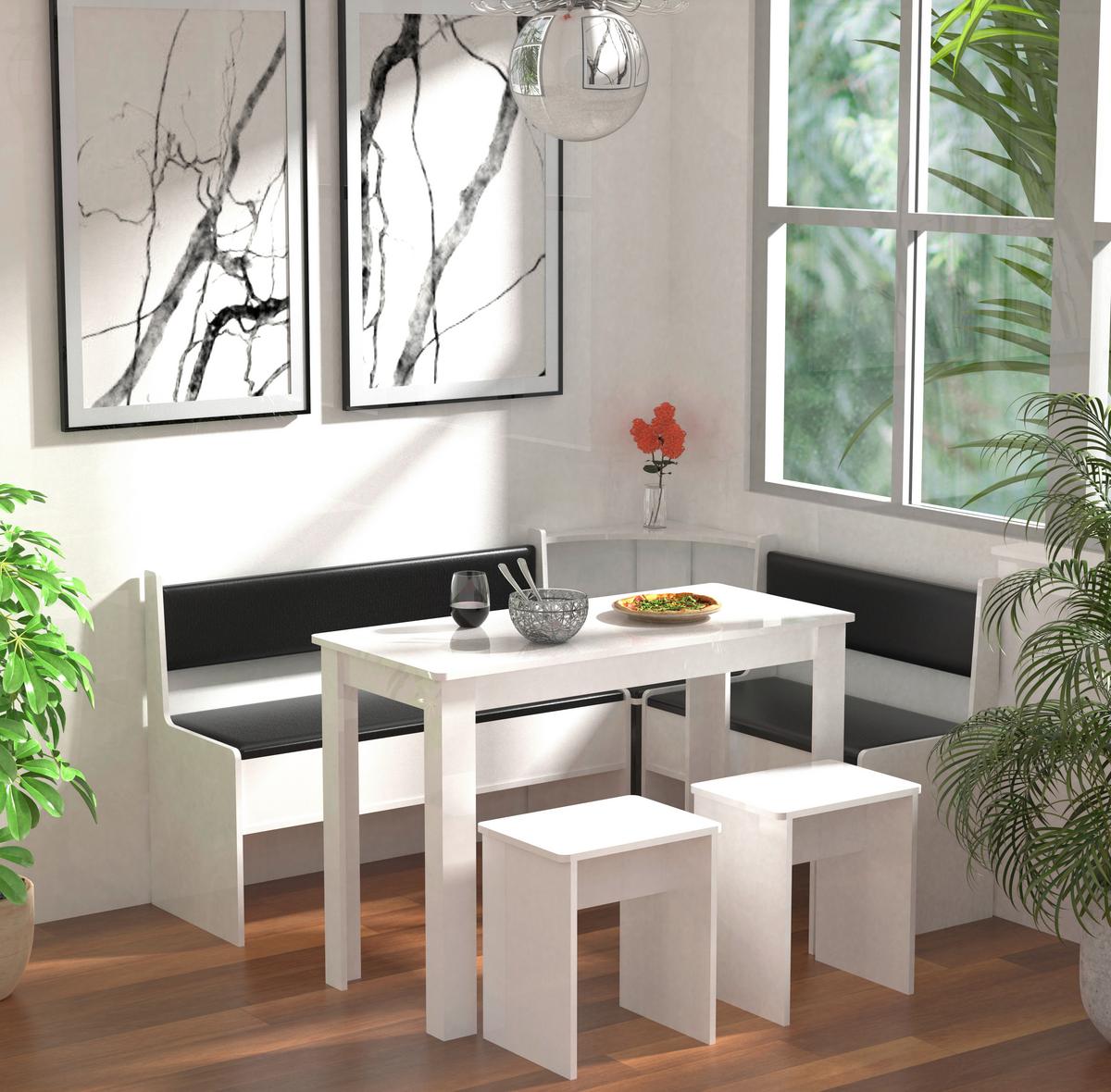 Eckbankgruppe Esal Weiß S: 153/115 cm - Weiß, MODERN, Holzwerkstoff (153/115cm) - MID.YOU