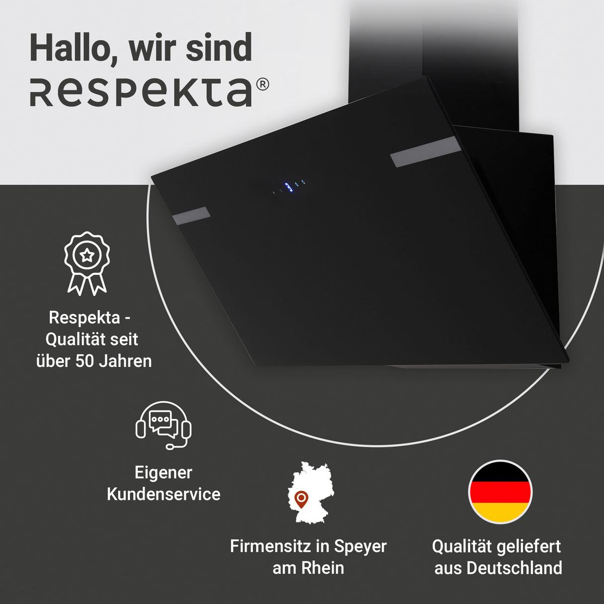 Kopffreihaube Respekta Solea Metall/Glas Schwarz B: 90 cm - Schwarz, Trend, Glas/Metall (90/76,4-114,4/38,2cm) - Respekta