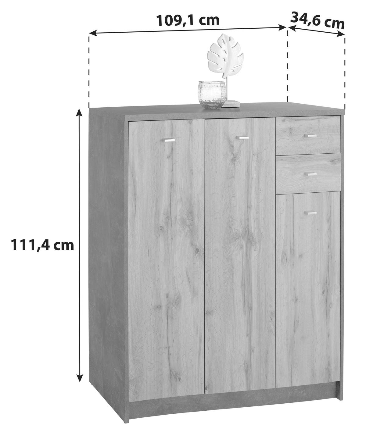 Komód 4-You 109/112 Cm - tölgyfa színű, Modern, faalapú anyag (109.1/111.4/34,6cm)