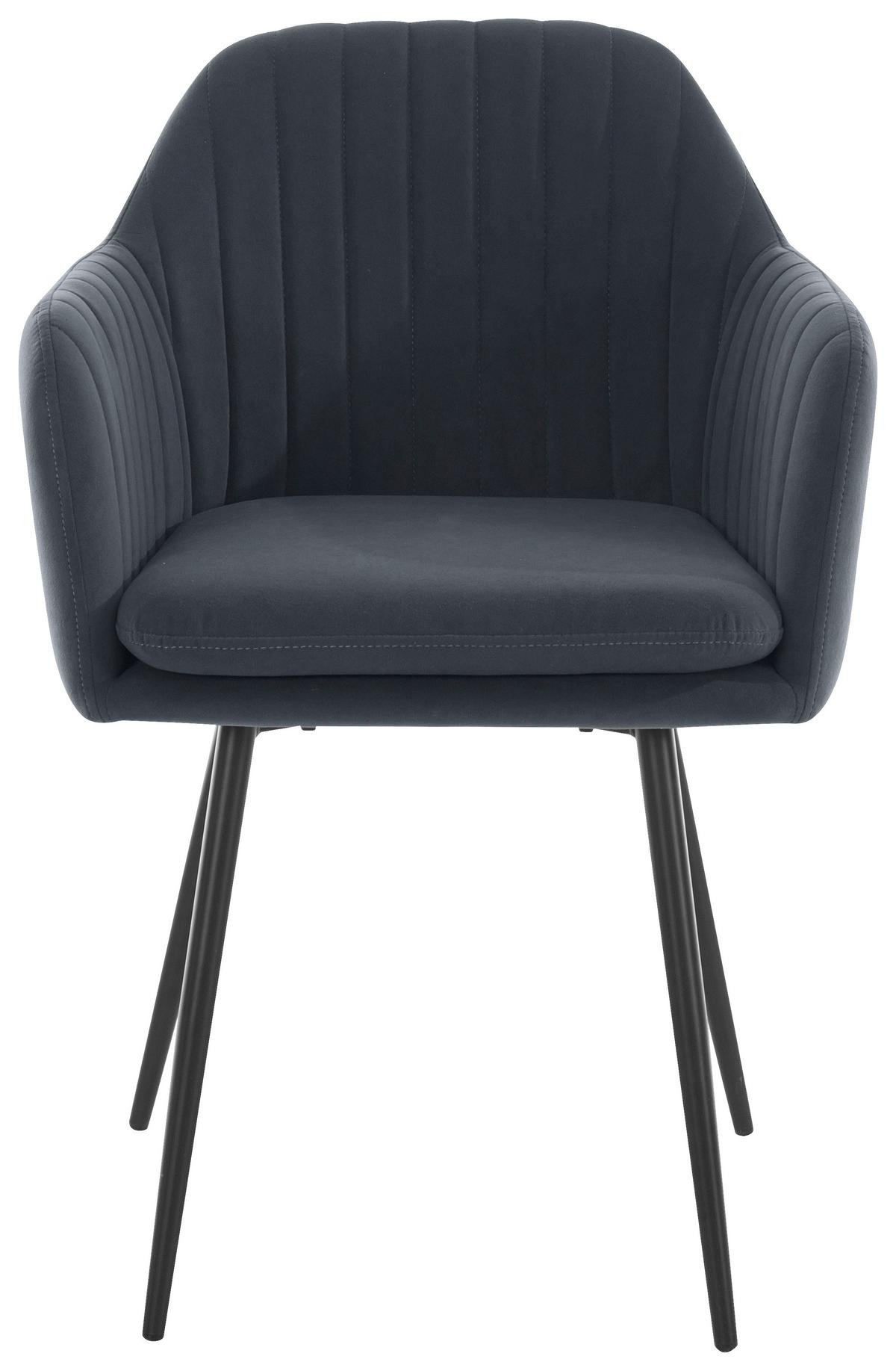 Armlehnstuhl Mila Grau/ Schwarz Gepolstert 2er-Set - Schwarz/Grau, MODERN, Textil/Metall (59/84/66cm) - MID.YOU