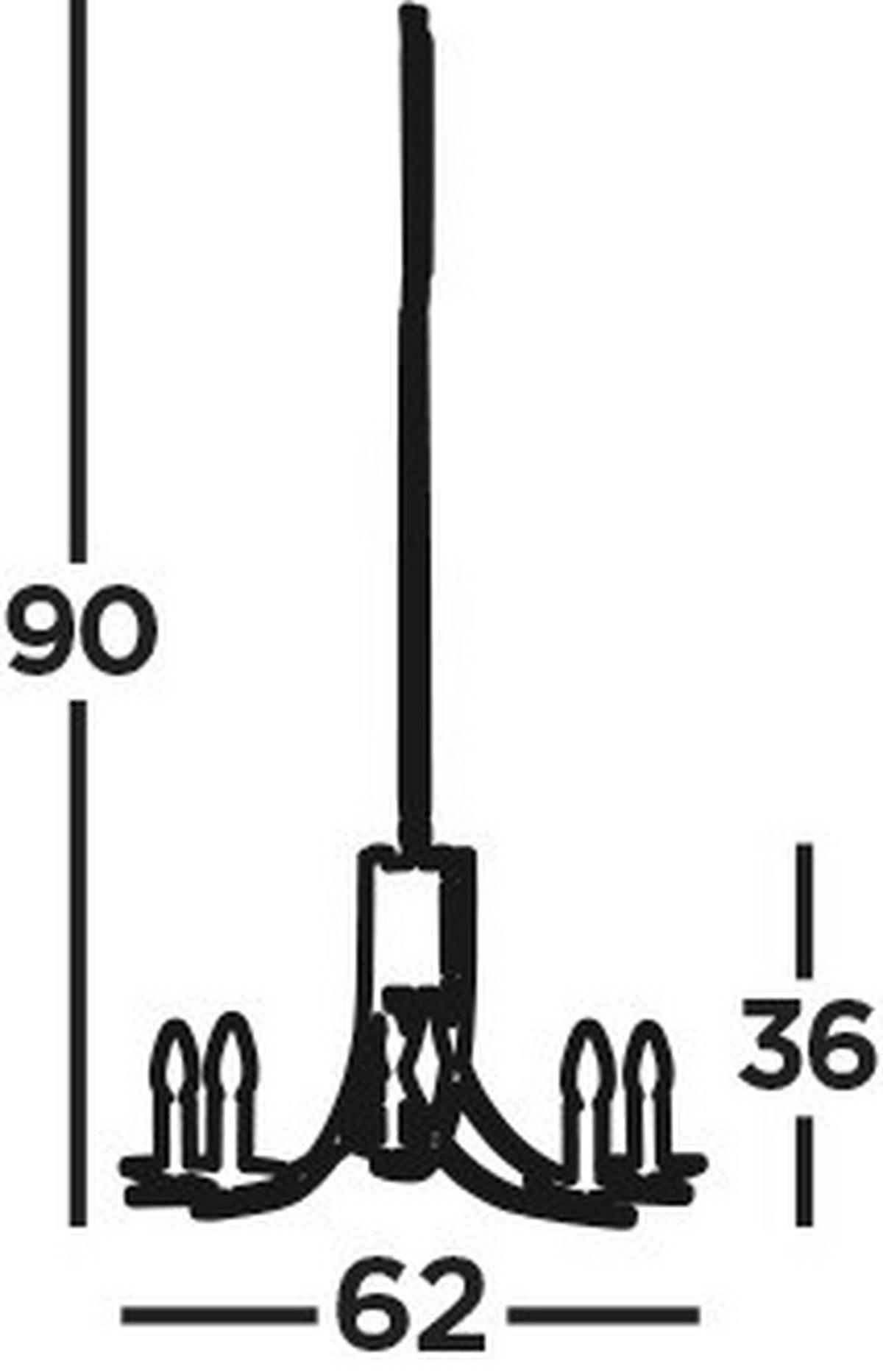 Kronleuchter 4165-5ab Ascona - Messingfarben, KONVENTIONELL, Glas/Metall (62/90cm)