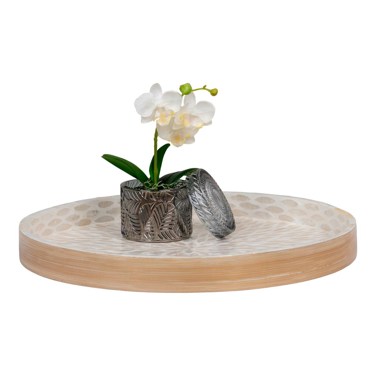 Serviertablett Tray Beige B: 40 cm - Beige, Design, Holz/Keramik (40/3.5/40cm)
