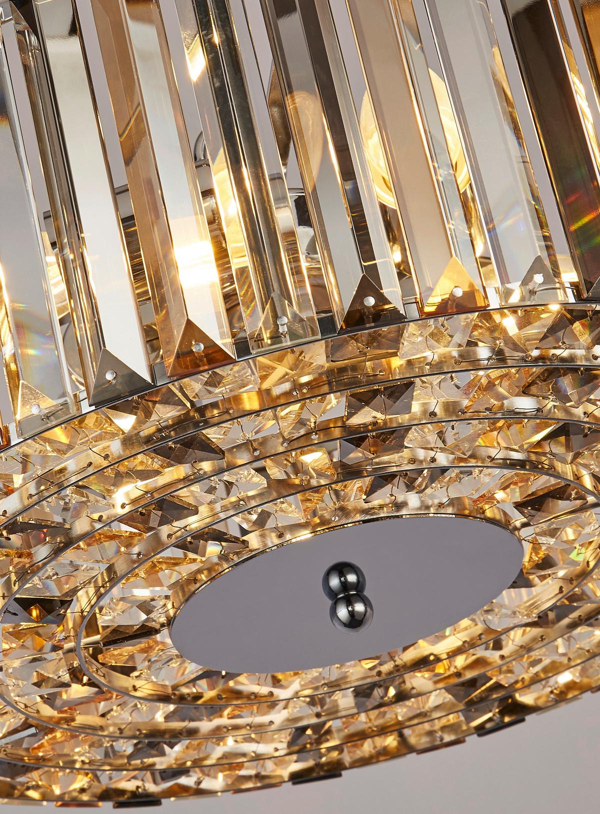 Hängeleuchte Chapeau 82101-4cc - Chromfarben/Bernsteinfarben, KONVENTIONELL, Glas/Metall (42/136cm)