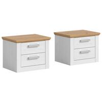 Nachtkästchenset Verona Lärchefarben/Eiche Dekor 2--Teilig - Lärchefarben/Schwarz, ROMANTIK / LANDHAUS, Holzwerkstoff (56/43/39cm) - Livetastic