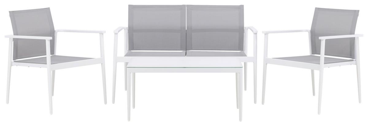 Loungegarnitur Break - Weiß/Grau, KONVENTIONELL, Glas/Textil - Gardenson