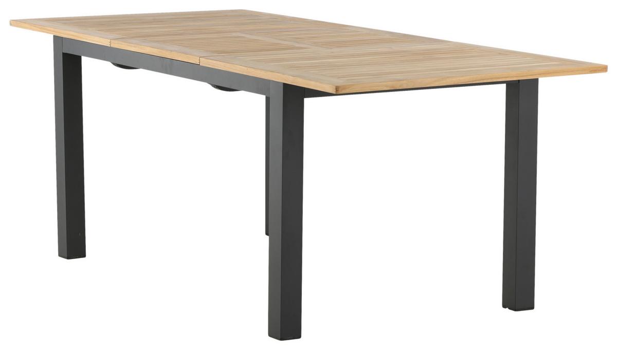 Gartentisch Panama Teakholz/Metall L 210 cm - Schwarz/Teakfarben, KONVENTIONELL, Holz/Metall (210/90/75cm) - Gardenson