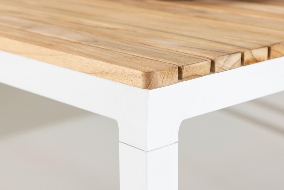Loungetisch Brasilia - Weiß/Teakfarben, KONVENTIONELL, Holz/Metall (110/60/45cm) - Gardenson