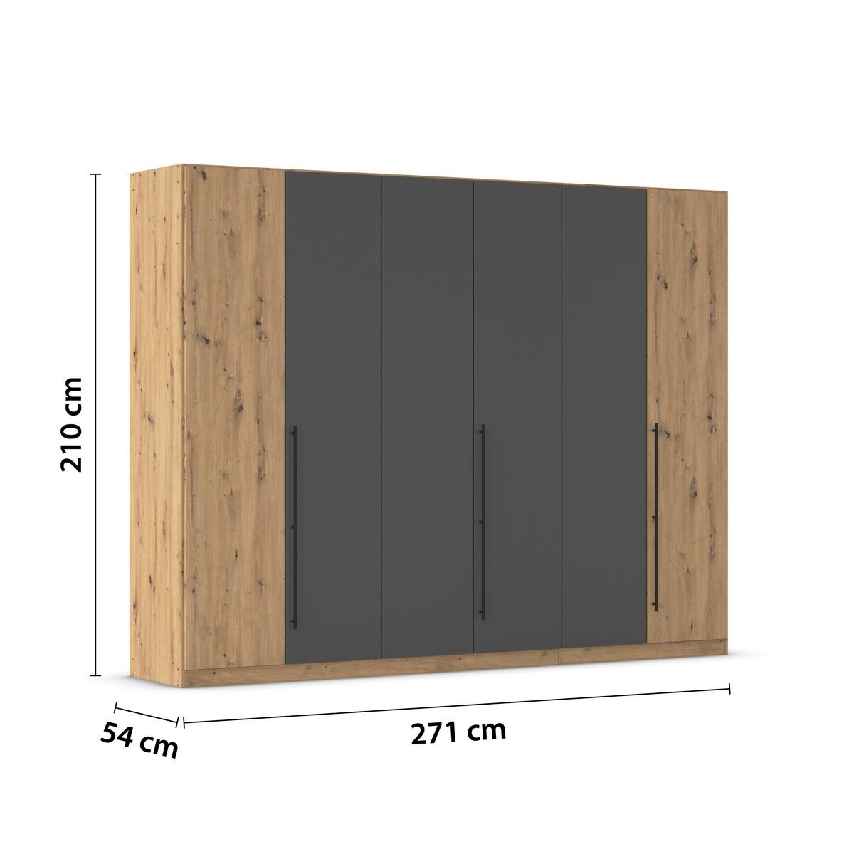 Kleiderschrank Safari B: 271 cm - Eiche Artisan/Grau, KONVENTIONELL, Holzwerkstoff (271/210/54cm)
