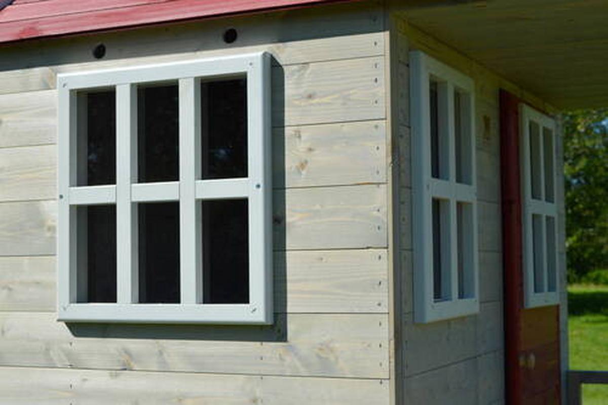 Spielhaus Frosch Naturfarben/Rot, B: 197 cm - Rot/Naturfarben, KONVENTIONELL, Holz (197/242/280cm)