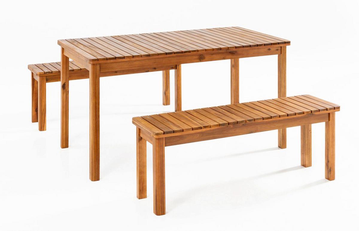 Gartenset 3-Teilig 3-TEILIG - Hellbraun, Basics, Holz (145/75/75cm)
