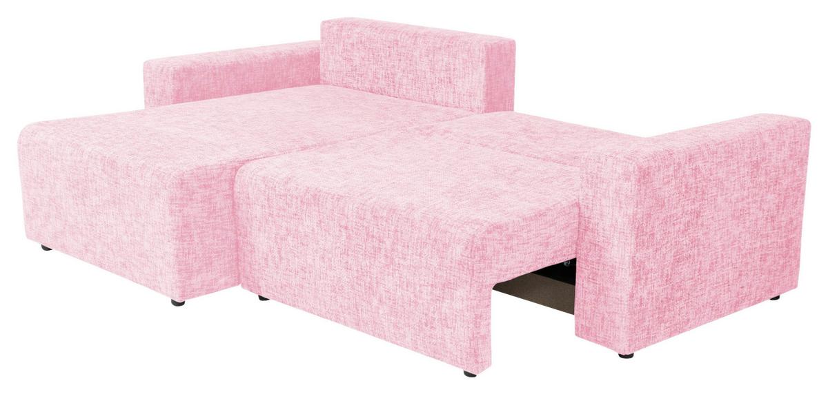 Ecksofa Dallas Struktur Rosa 258x173 Cm - Schwarz/Rosa, MODERN, Holz/Kunststoff (258/173cm)