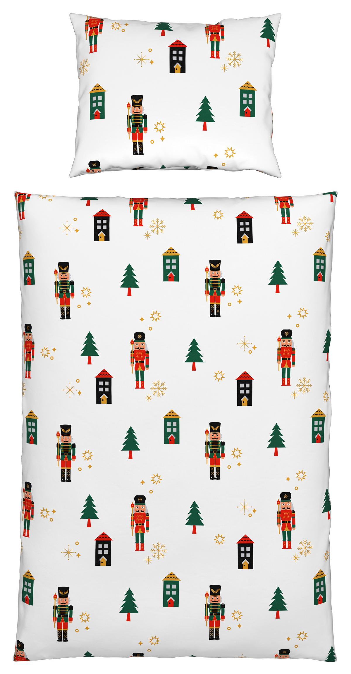 POSTEĽNÁ BIELIZEŇ NUSSKNACKER - biela/červená, textil (140/200cm) - Mömax