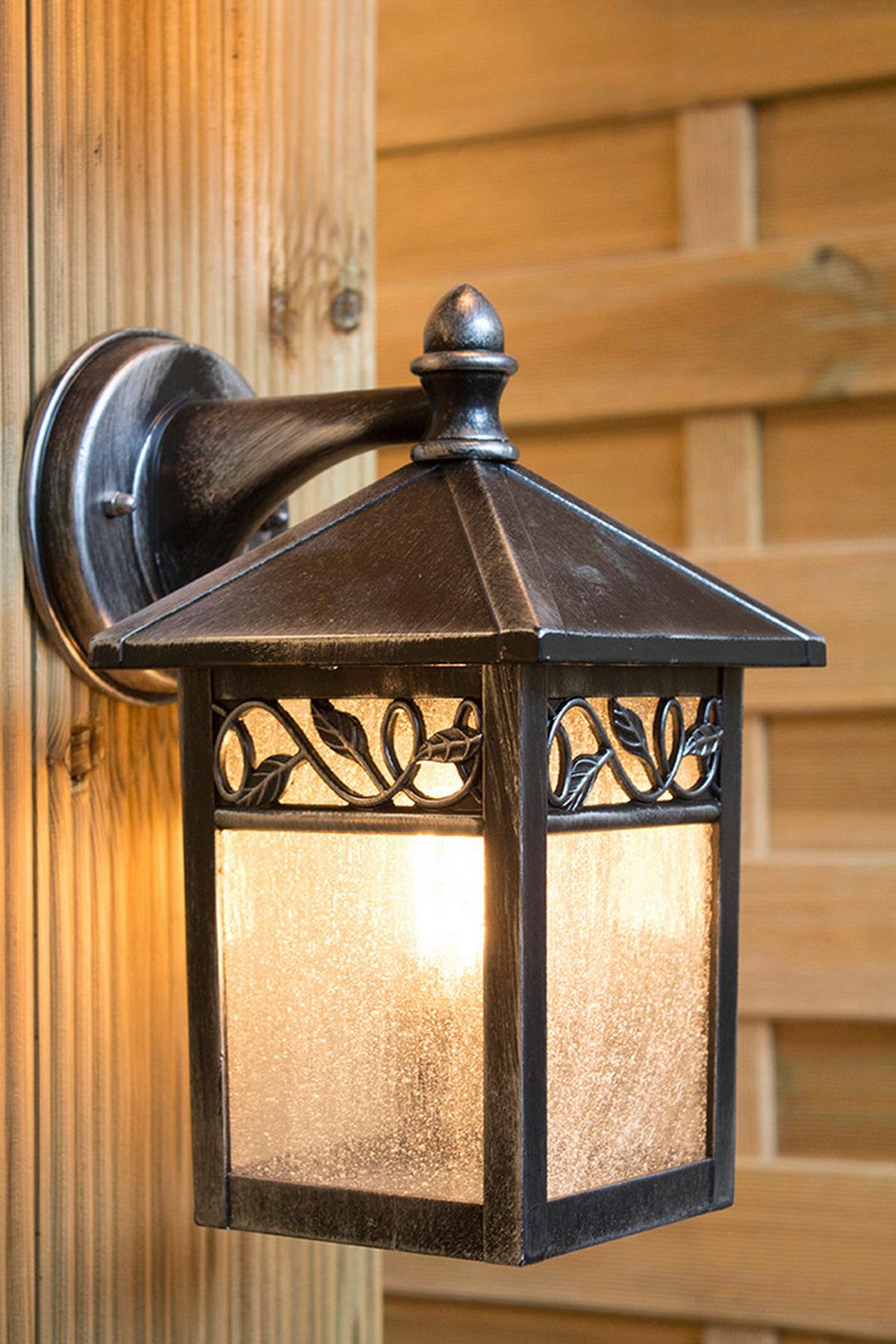 Außenwandleuchte 60w Metall Glas, Wandmontage - Silberfarben/Schwarz, KONVENTIONELL, Glas/Metall (15/26,2/19cm) - Elstead Lighting