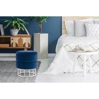 TABURETKA QJ4QM - tmavomodrá/strieborná, Basics, kov/kompozitné drevo (37,5/41/37,5cm) - Kayoom