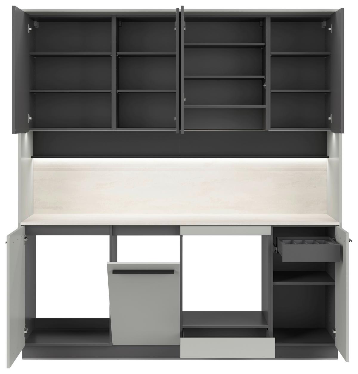 Küchenblock Milino Small-Chg/Grg - Graphitfarben/Grau, Basics, Holzwerkstoff (210cm) - Visiona