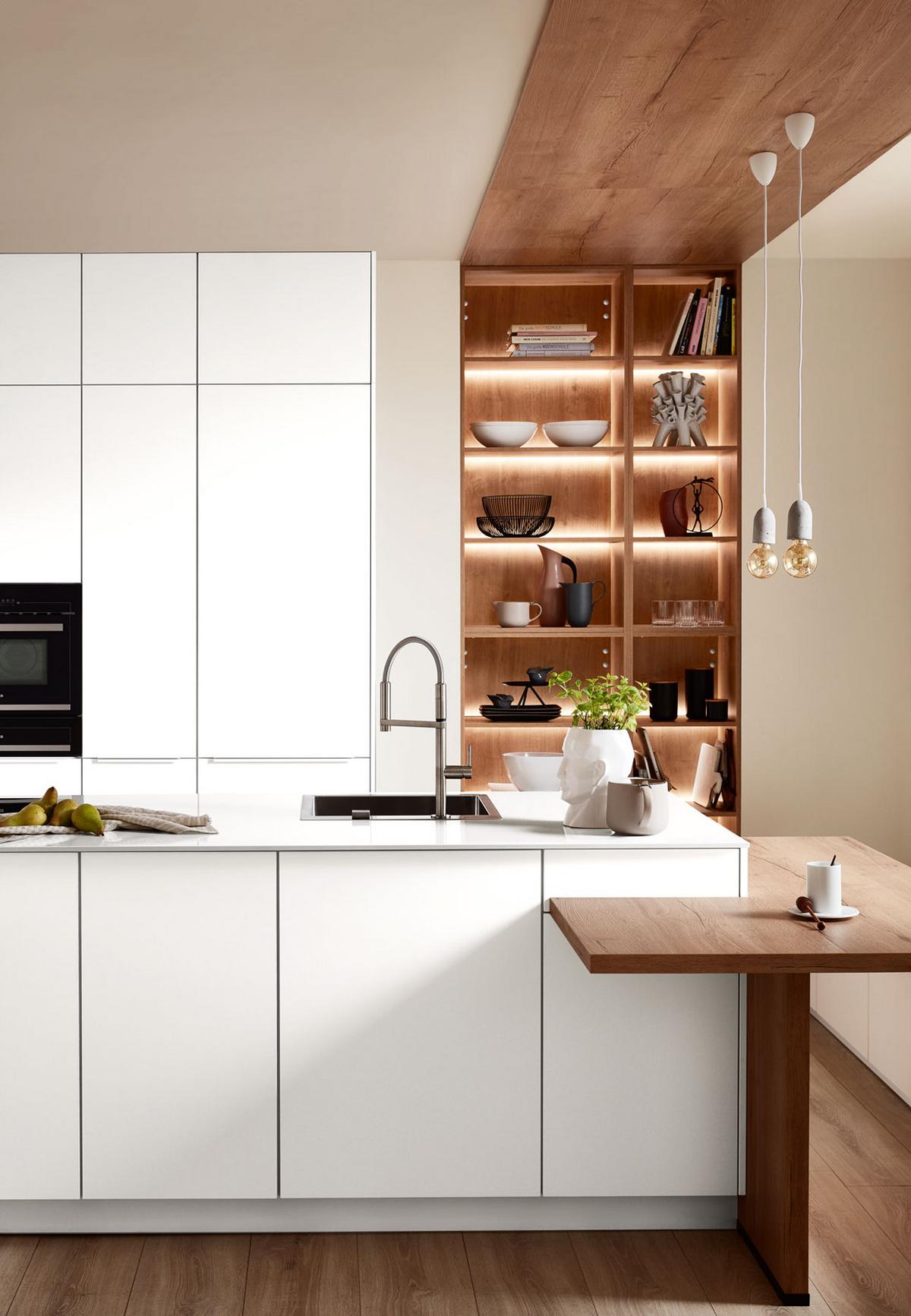 Einbauküche Eastbourne Frei Planbar Modernes Design - Eichefarben/Weiß, MODERN, Holzwerkstoff - Vertico