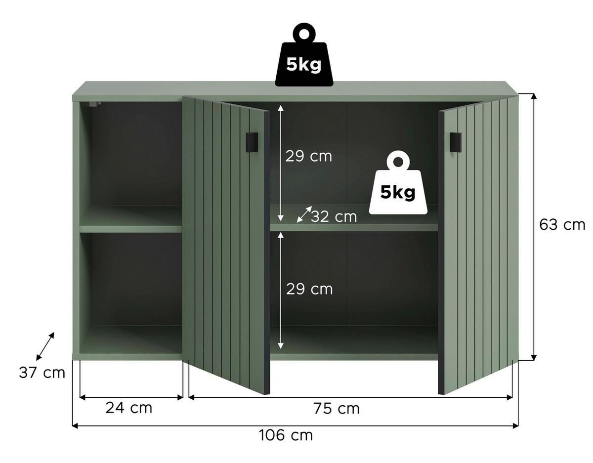 Sitzbank Station Graugrün B: 106cm - Schwarz/Graugrün, Design, Holzwerkstoff (106/63/37cm) - MID.YOU