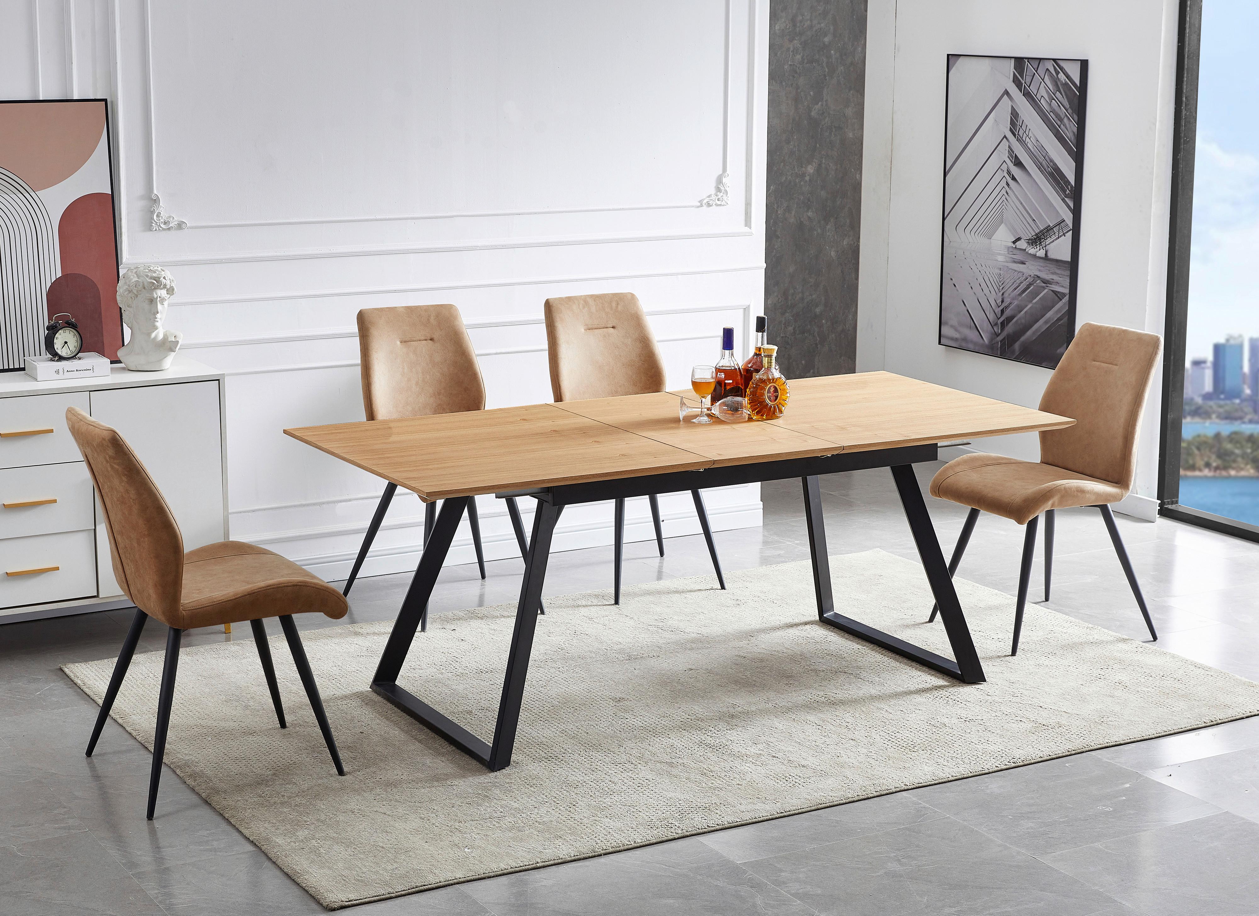Esstisch Ausziehbar Track 160-200x90 Cm Natur/schwarz - Schwarz/Naturfarben, MODERN, Holz/Holzwerkstoff (160-200/90/75cm) - Livetastic