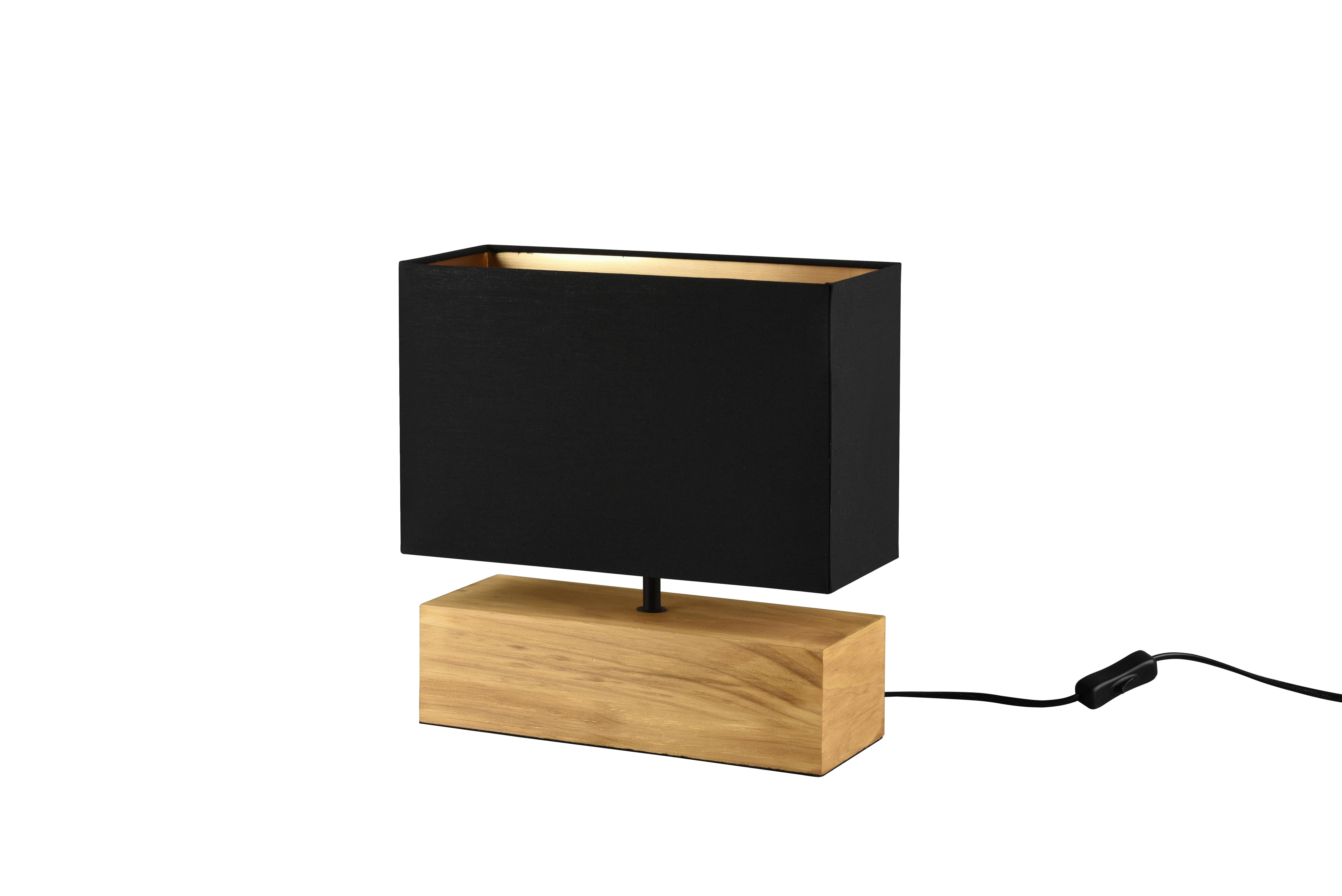 Tischlampe Woody Braun/ Schwarz/goldfarben - Goldfarben/Schwarz, Natur, Holz (30/12/30,5cm)