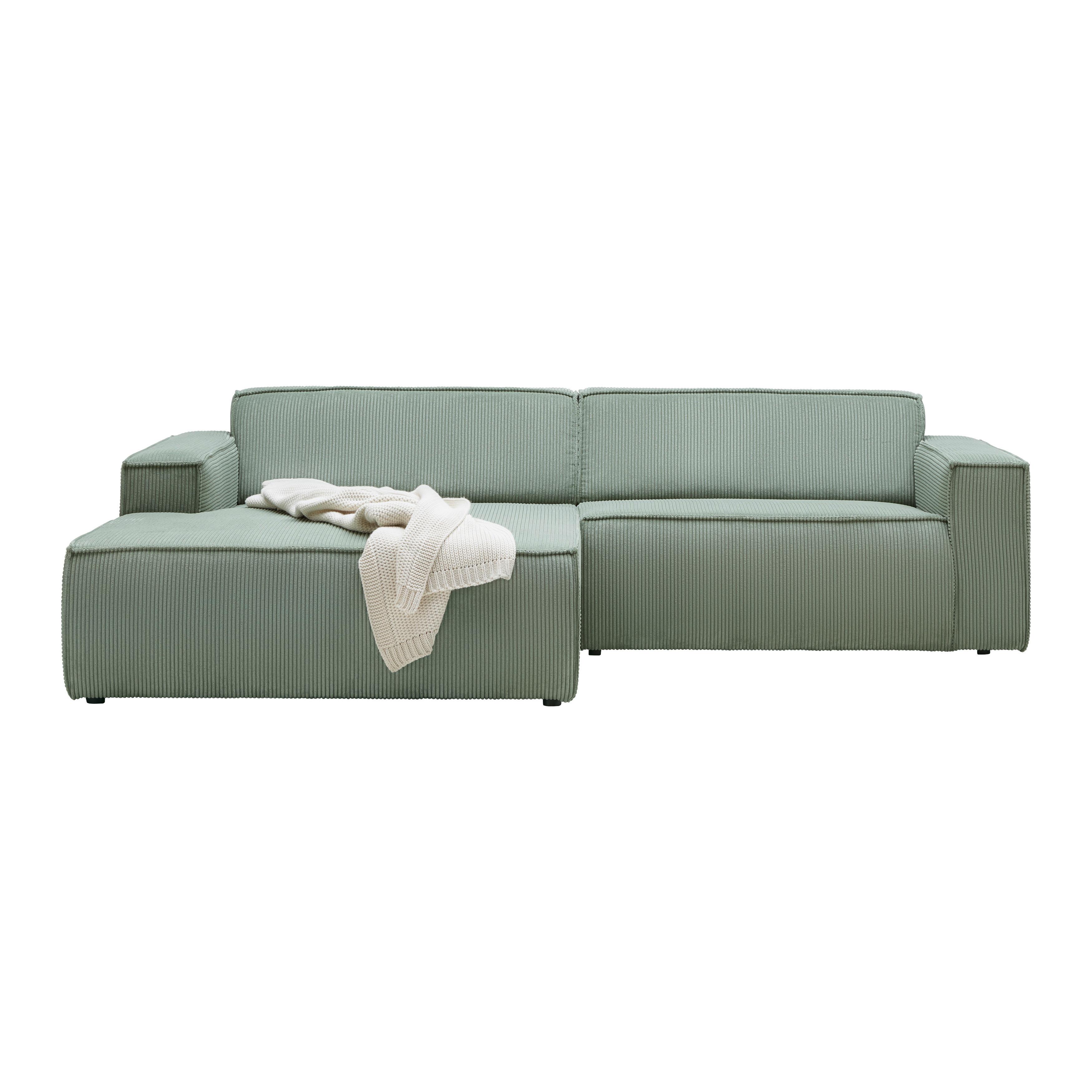 Rohová sedačka LOFT, ľavá, svetlozelený menčester - čierna/svetlozelená, Modern, textil/plast (172/75/265cm) - Mömax