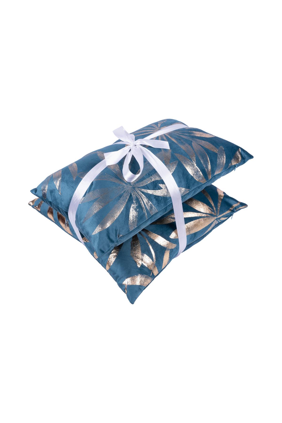 Zierkissen Prisma 30/45x50/45 cm Polyester Goldfarben/Petrol - Goldfarben/Petrol, KONVENTIONELL, Textil (30x45/50x45cm)