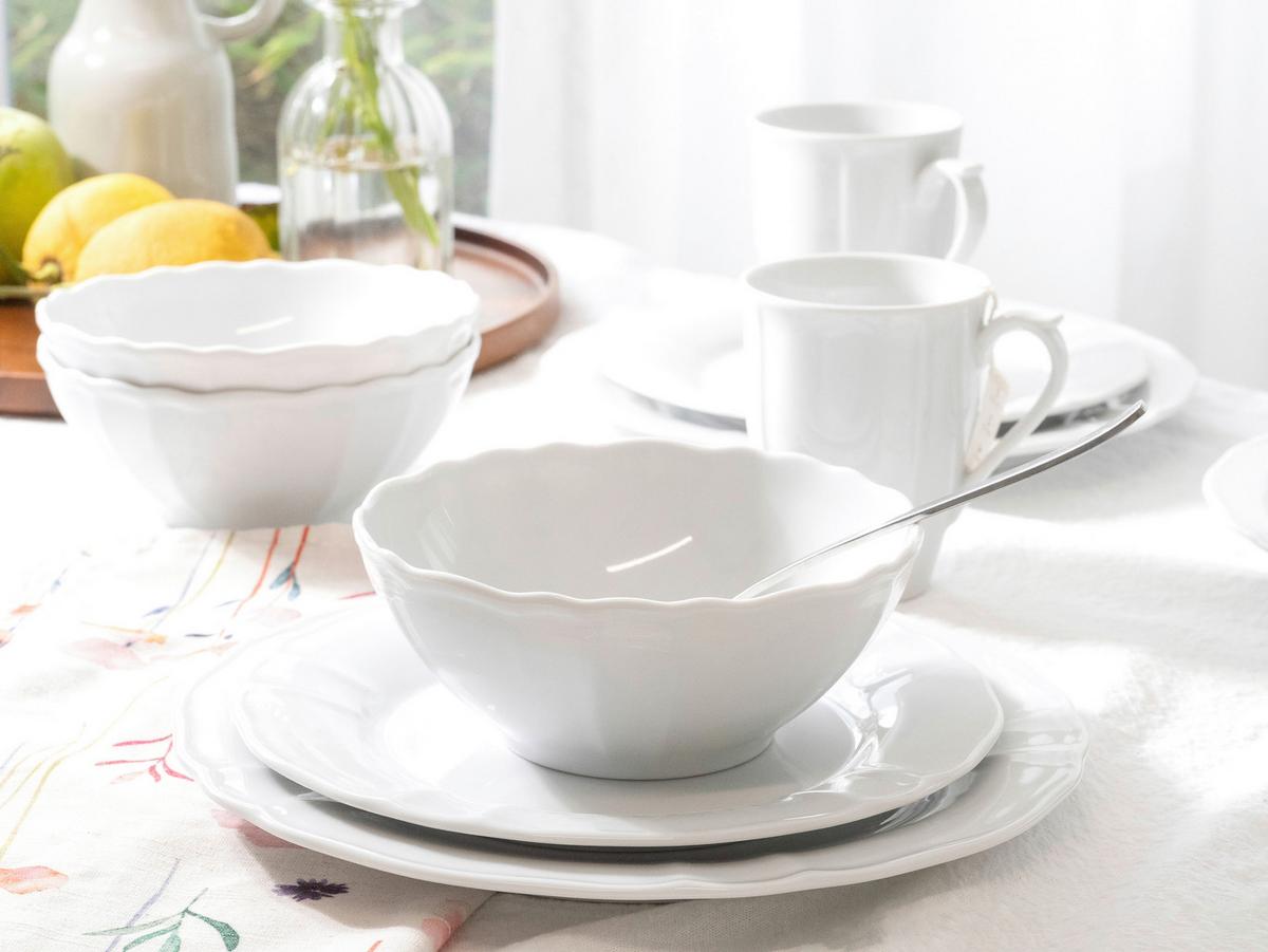 Kombiservice Porzellan 4 Personen Geschirr Set Weiß - Weiß, Keramik (34,5/28/29cm) - Creatable