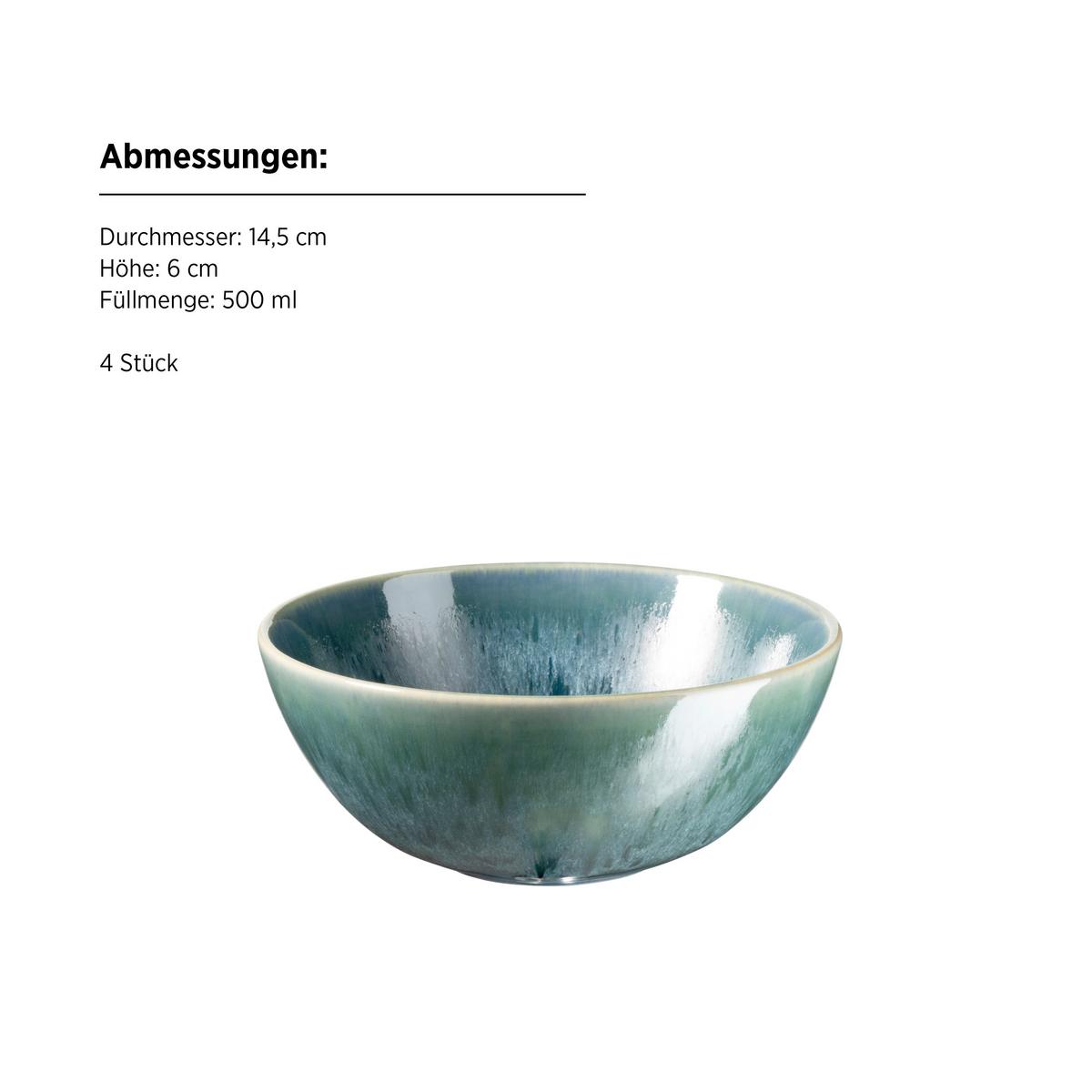 Müslischalenset Carellia Steinzeug, Blau, 4-teilig - Blau, Basics, Keramik (14,5/6cm) - Mäser