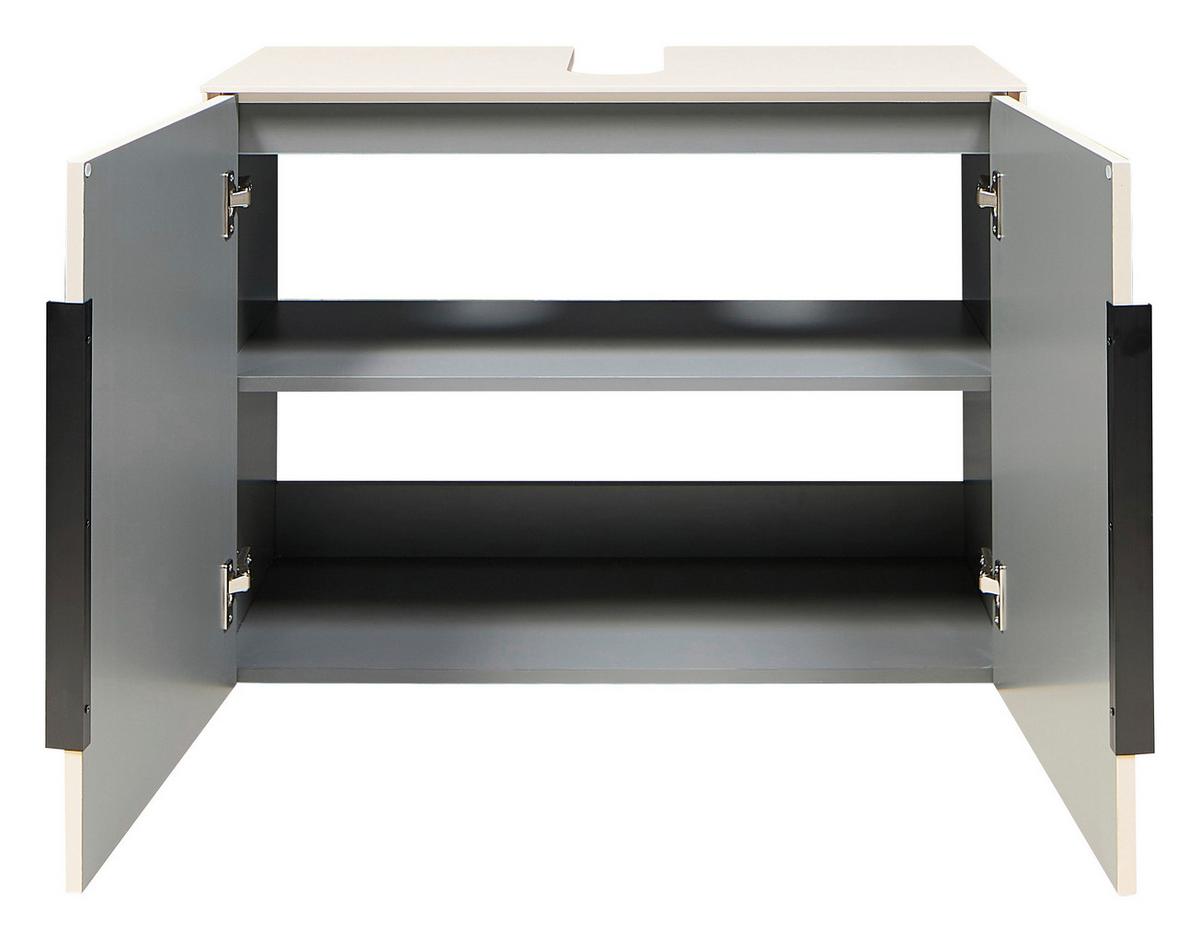 Waschbeckenunterschrank Vaduz Kaschmir, B: 80cm - Kaschmir/Schwarz, Trend, Holzwerkstoff (80/60/33cm)