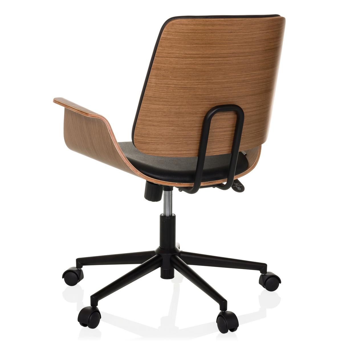 Drehstuhl Schwarz B: 68 Cm - Schwarz/Braun, MODERN, Leder/Holz (68/92/63,5cm) - MID.YOU