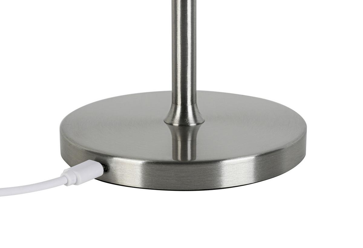 NABÍJATEĽNÁ STOLNÁ LAMPA MUSI - biela/niklová, Modern, kov/plast (12/30cm) - Mömax