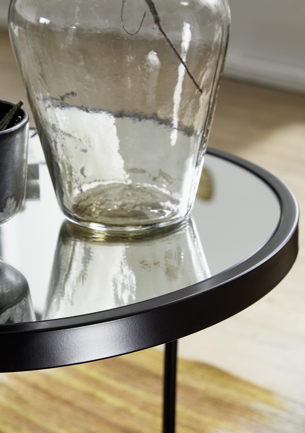 Beistelltisch 2er-Set Mit Verspiegelter Glasplatte - Schwarz, Design, Glas/Metall (50/50/50,5cm) - MID.YOU