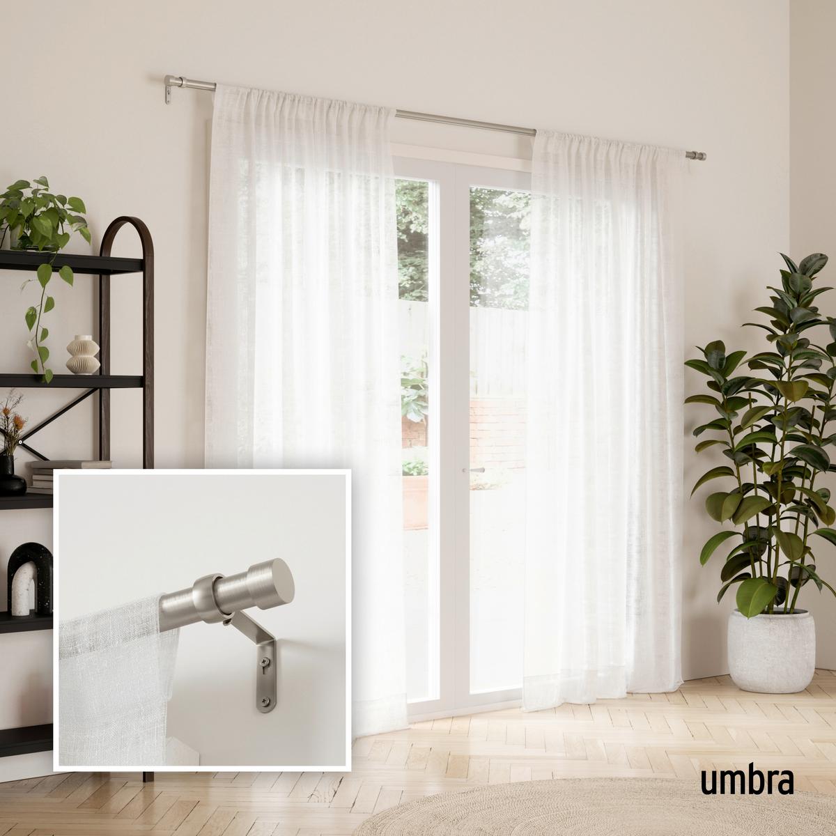 Vorhangstangenset Cappa Nickelfarben L: 168-305 cm - Nickelfarben, KONVENTIONELL, Kunststoff/Metall (168-305cm) - Umbra