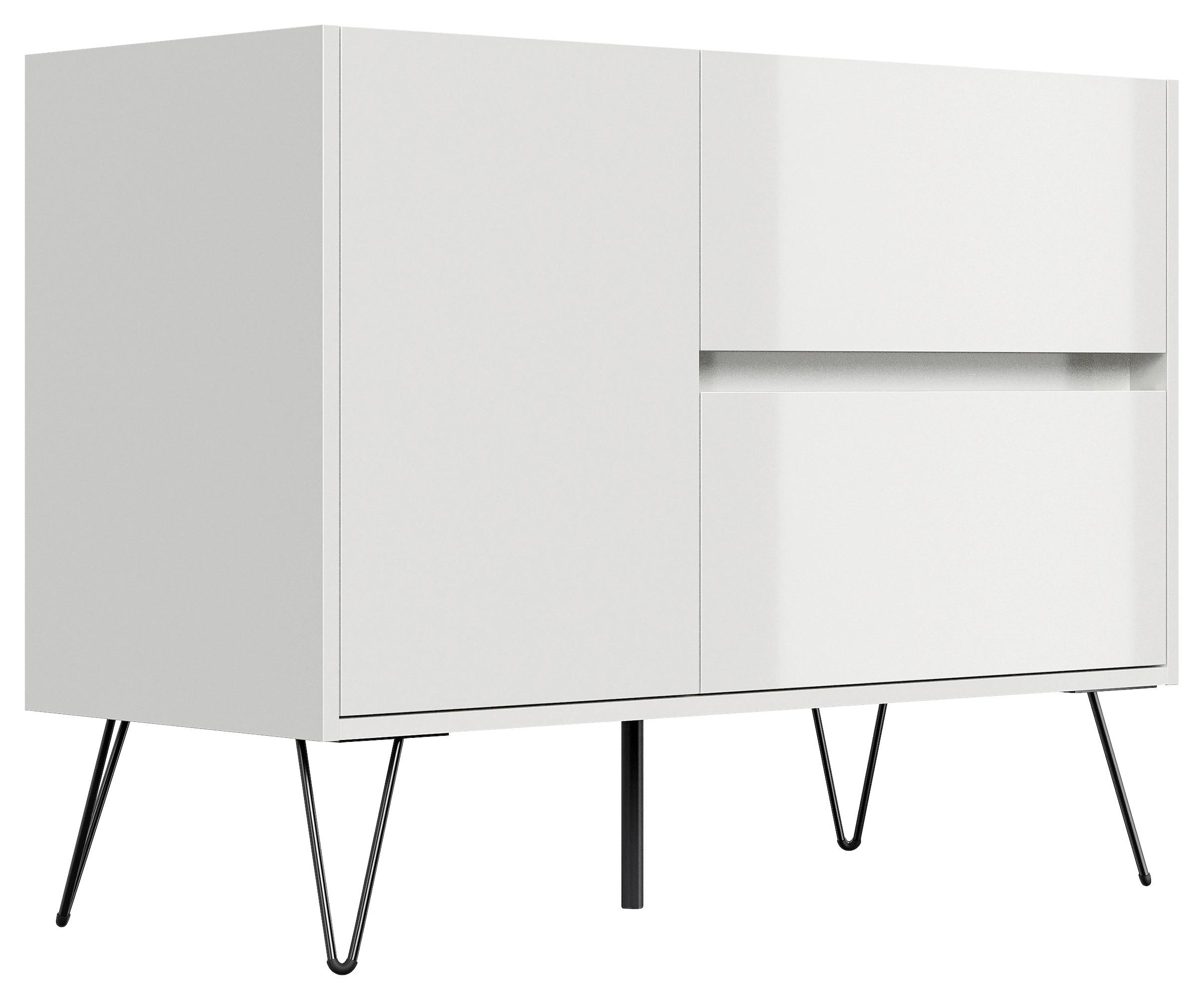 Sideboard Posseik Industrial Weiß/eichefarben B: 99 Cm - Eichefarben/Schwarz, Design, Holzwerkstoff (99/75,8/42cm) - P & B