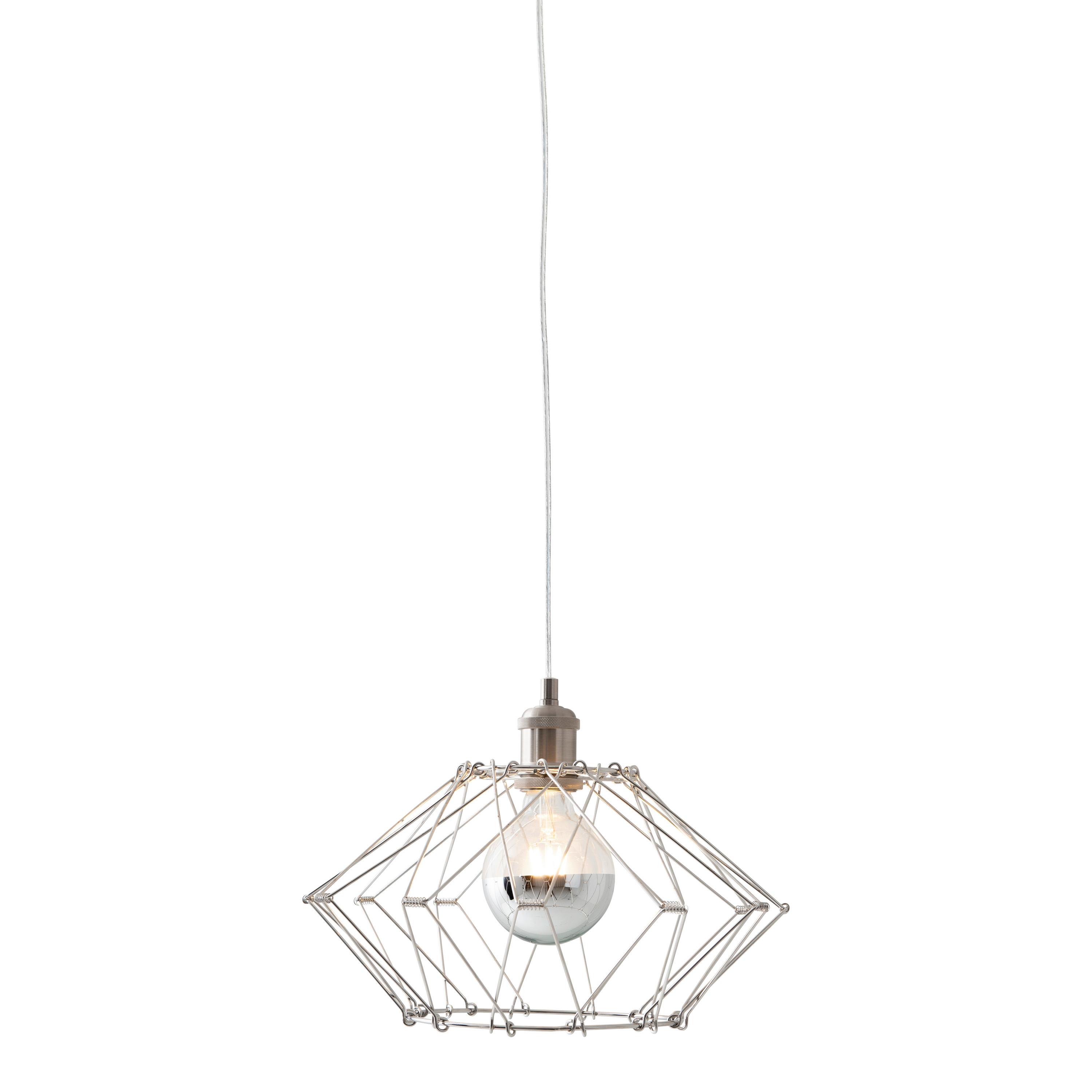 Hängeleuchte Fyn H: 100 cm 1-Flammig, Silberfarben - Silberfarben, Design, Metall (40/100cm) - Näve