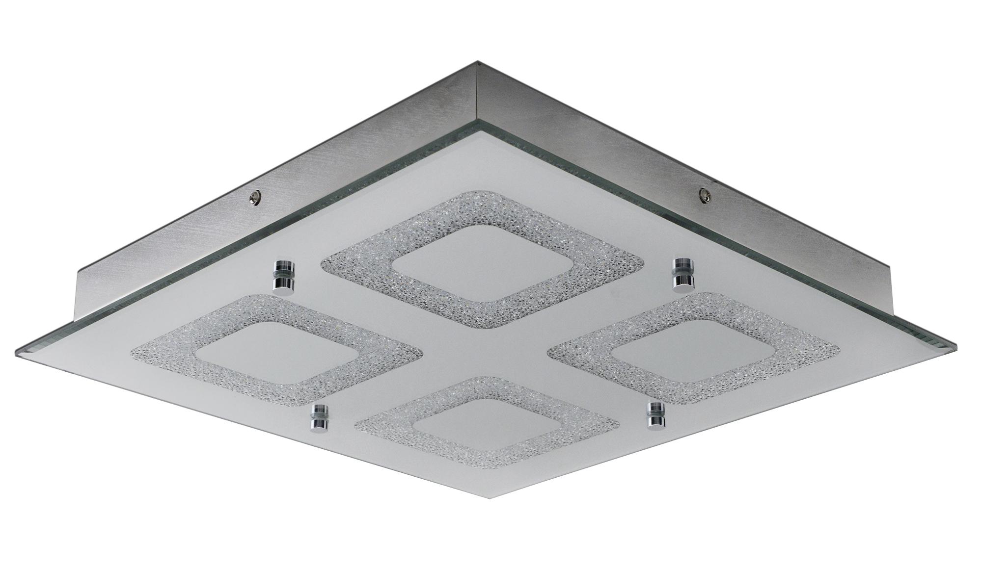 LED-Deckenleuchte Mirror L: 36 cm mit Kristallglas - Chromfarben, Basics, Glas/Metall (5,8cm) - Näve
