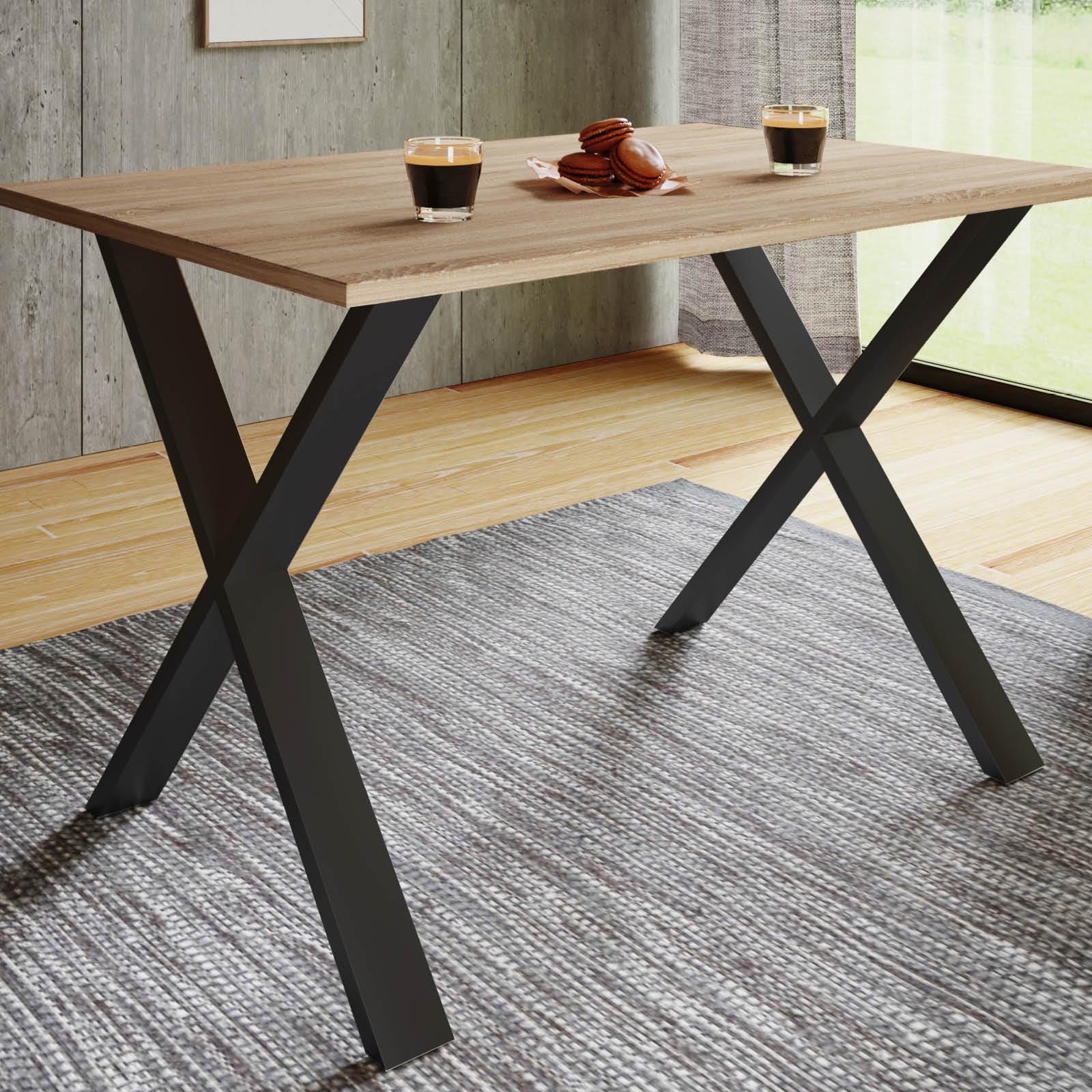 Jedálenský stôl dub sonoma/ čierna, š: 140x80cm - čierna/dub sonoma, Basics, kompozitné drevo (140/80/76cm) - MID.YOU