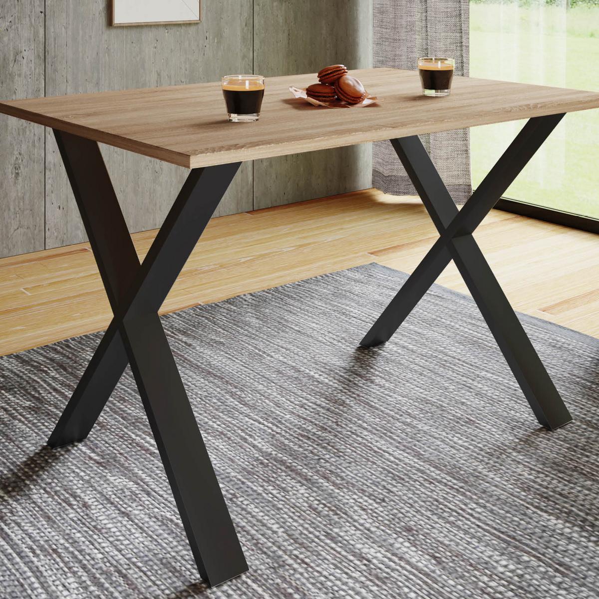 Jedálenský stôl XONA, dub sonoma, 110/80/76 CM - čierna/dub sonoma, Basics, kompozitné drevo (110/80/76cm) - MID.YOU