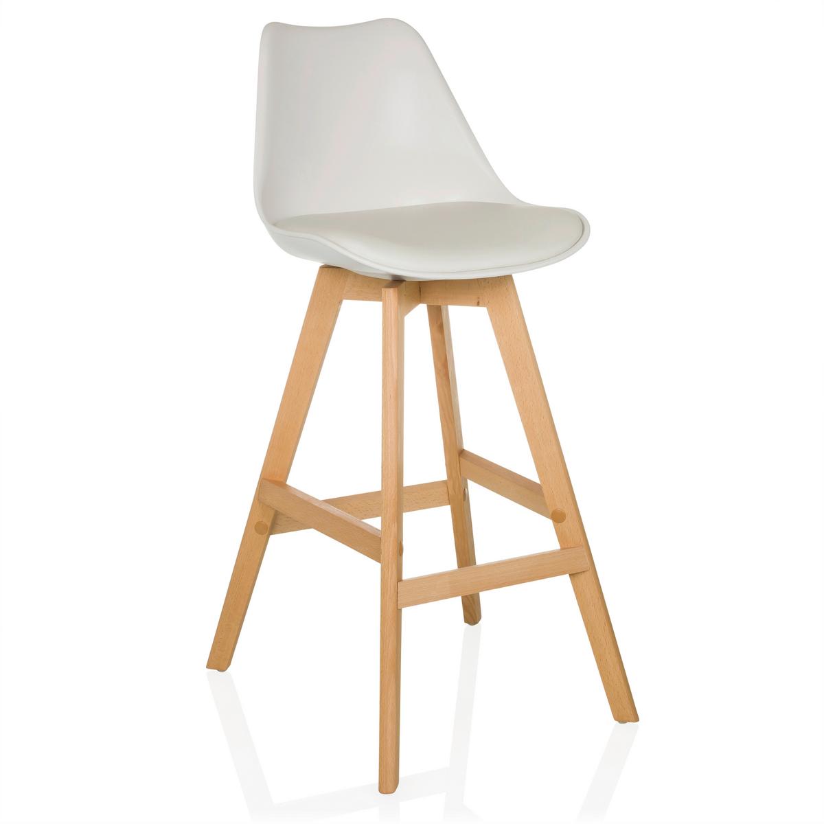 Barhocker-Set Scandi High Weiß B: 51 cm - Buchefarben/Weiß, MODERN, Holz/Kunststoff (51/99/51cm) - MID.YOU