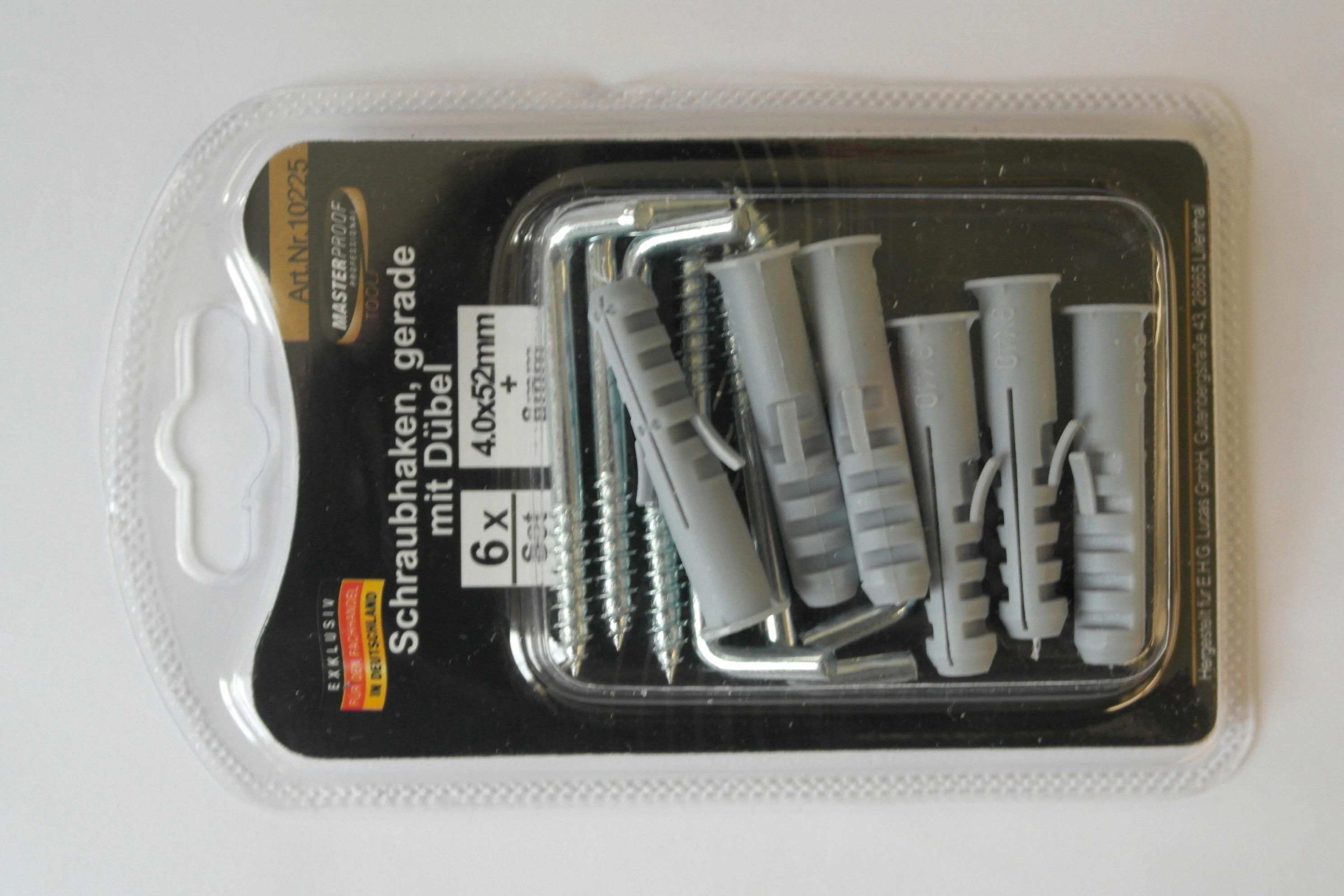 Schraubhaken-Set Gerade L: 13 mm 6 Stk. mit Dübel - Basics, Kunststoff/Metall (13/7,5/2,0cm)