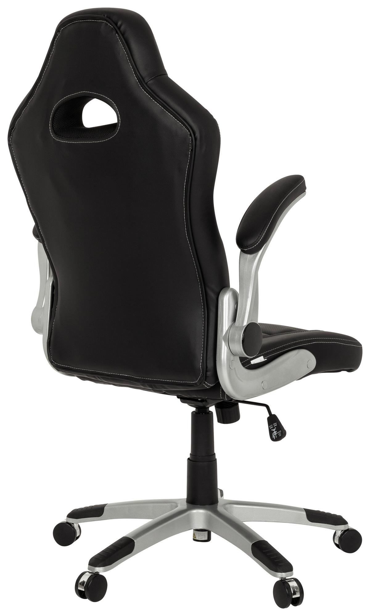 Gamingstuhl Game Sport Schwarz - Silberfarben/Schwarz, MODERN, Kunststoff/Textil (64/118/57cm) - MID.YOU