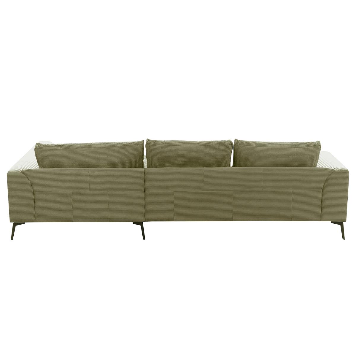 Ecksofa Berlin Cord Olivgrün 313x172 cm - Schwarz/Olivgrün, Design, Textil (313/172cm) - P & B