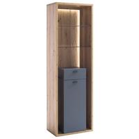 Vitrine Lizzano B: 66 cm Grau/Eichefarben - Eichefarben/Grau, Design, Glas/Holzwerkstoff (66/209/40cm) - MID.YOU